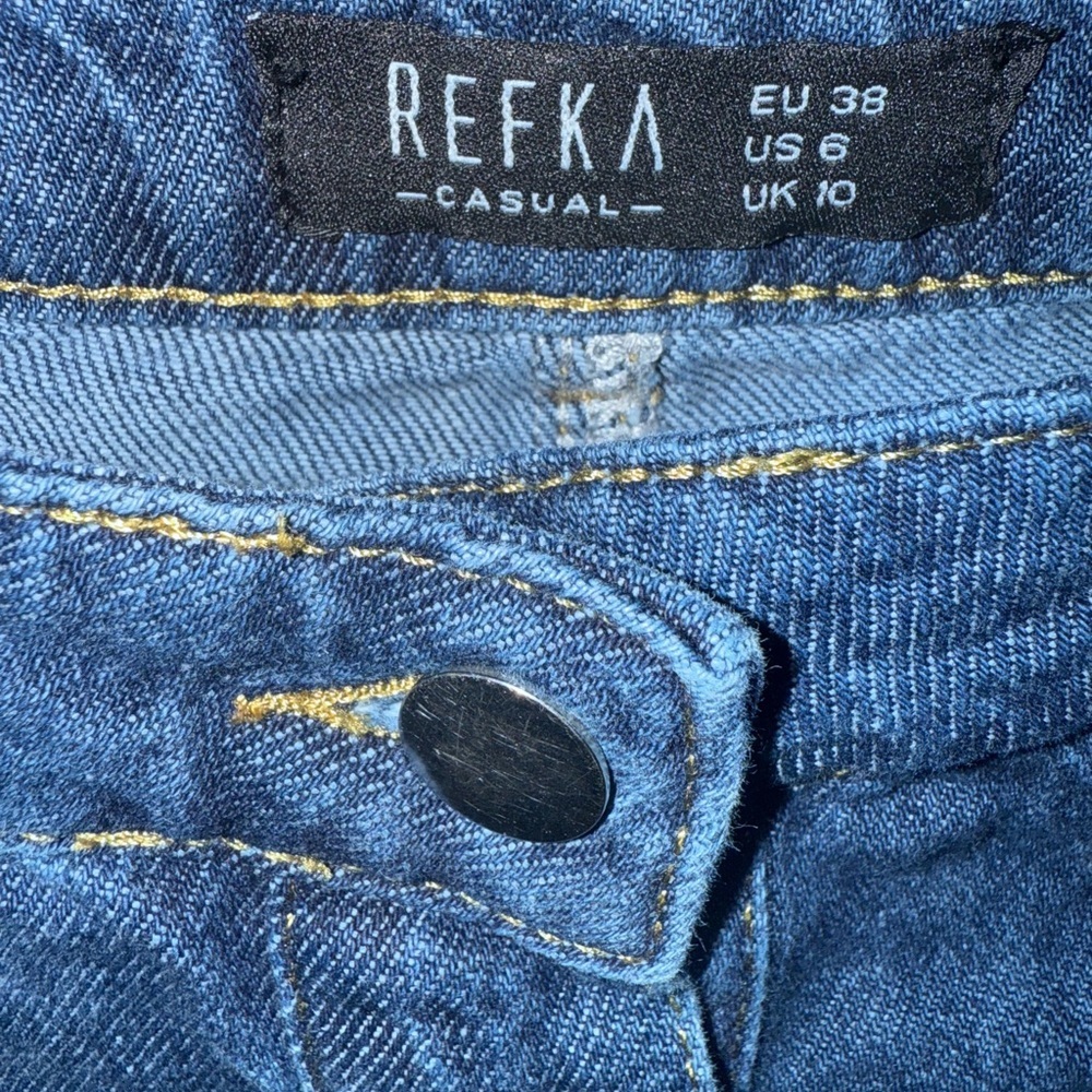 Refka Dark Wash Denim Button Front Midi Skirt Size 6 Indie Sleaze Streetwear - Picture 5 of 6